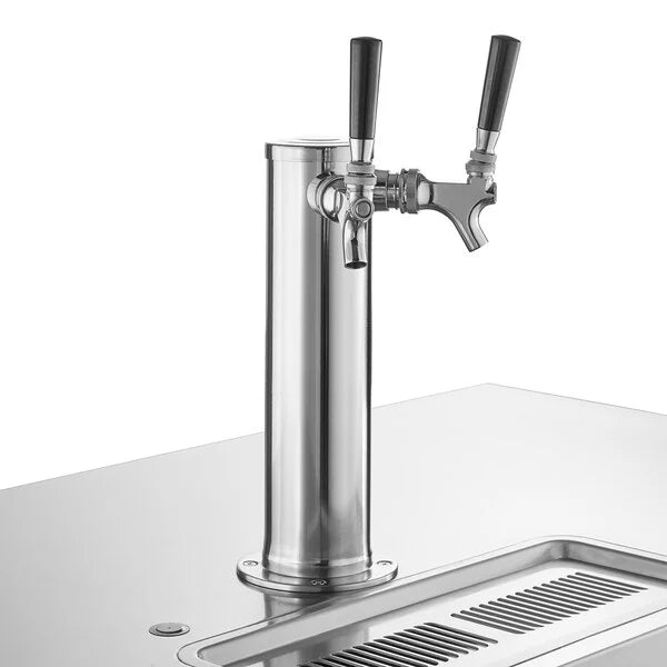 FrostEdge Systems DD48HC-1-B-ALT-138 Four Tap Kegerator Beer Dispenser with Left Side Compressor - Black, 2 (1/2) Keg Capacity