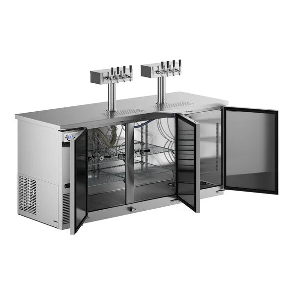 Ellington Co. Stainless Steel Kegerator / Beer Dispenser with 2 Quadruple Tap Towers - (4) 1/2 Keg Capacity